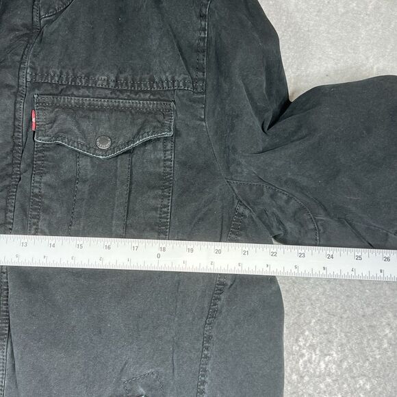 Levi's Denim Trucker Jacket Men's Large Black Sherpa Lined Full Zip - Picture 6 of 14